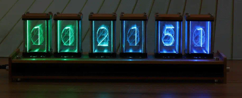 The Void (Solid Walnut Edition): RGB Edge-Lit Tube Clock