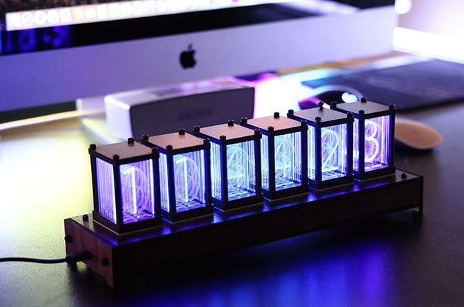 The Void (Solid Walnut Edition): RGB Edge-Lit Tube Clock
