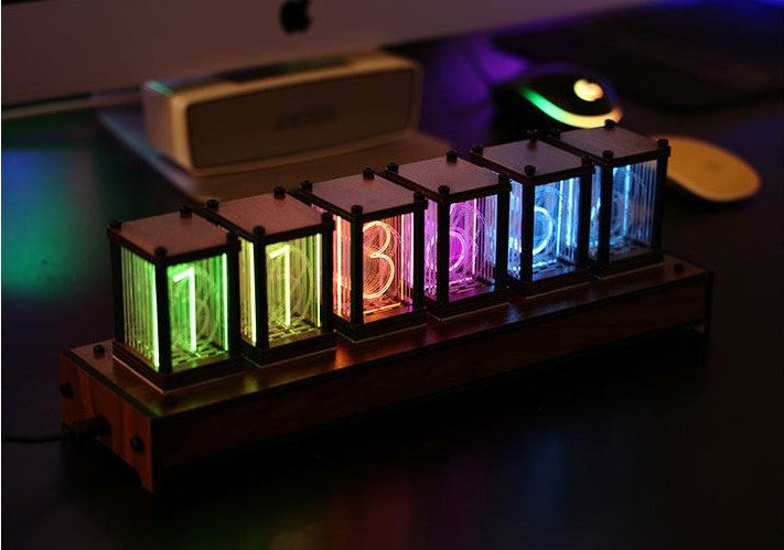 The Void (Solid Walnut Edition): RGB Edge-Lit Tube Clock