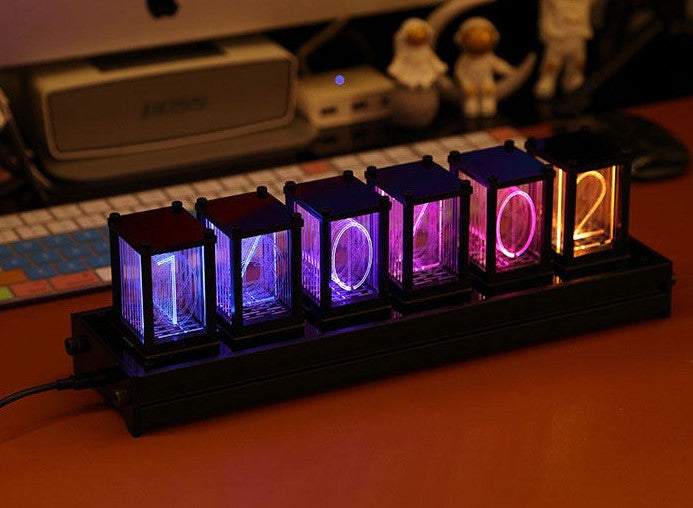 The Void (Solid Walnut Edition): RGB Edge-Lit Tube Clock