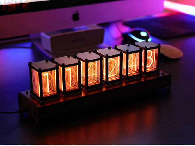 The Void (Solid Walnut Edition): RGB Edge-Lit Tube Clock