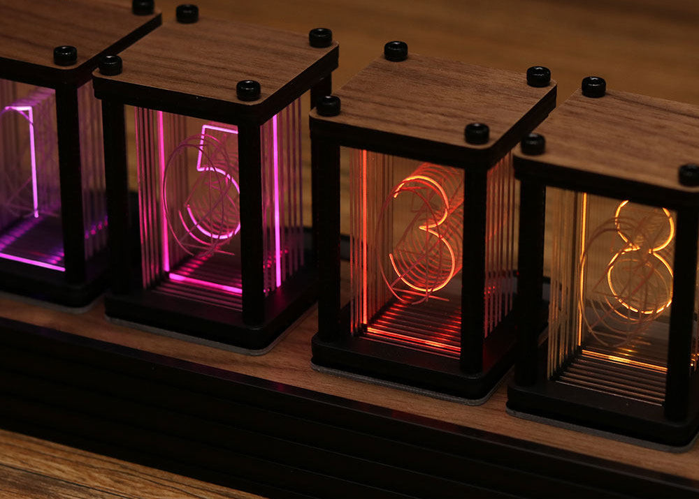 The Void (Solid Walnut Edition): RGB Edge-Lit Tube Clock