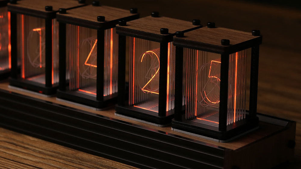 The Void (Solid Walnut Edition): RGB Edge-Lit Tube Clock