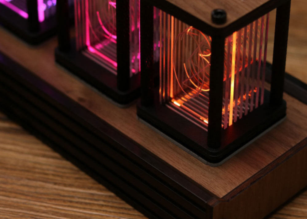 The Void (Solid Walnut Edition): RGB Edge-Lit Tube Clock